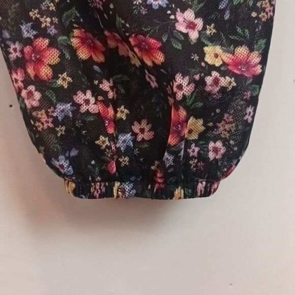 Live to be spoiled ditsy floral long-sleeve sheer mesh scoop neck maxi dress XL - Picture 12 of 14